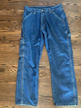 Vintage Fleece Lined Carpenter Jeans Men's 34x32, Medium Wash Workwear Denim